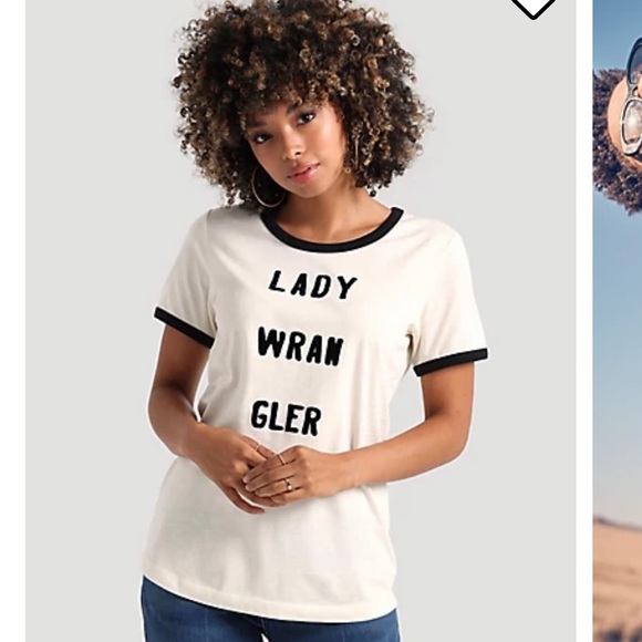 Wrangler X Leon Bridges Women’s Ringer Tee In Vanilla Ice - Picture 3 of 9